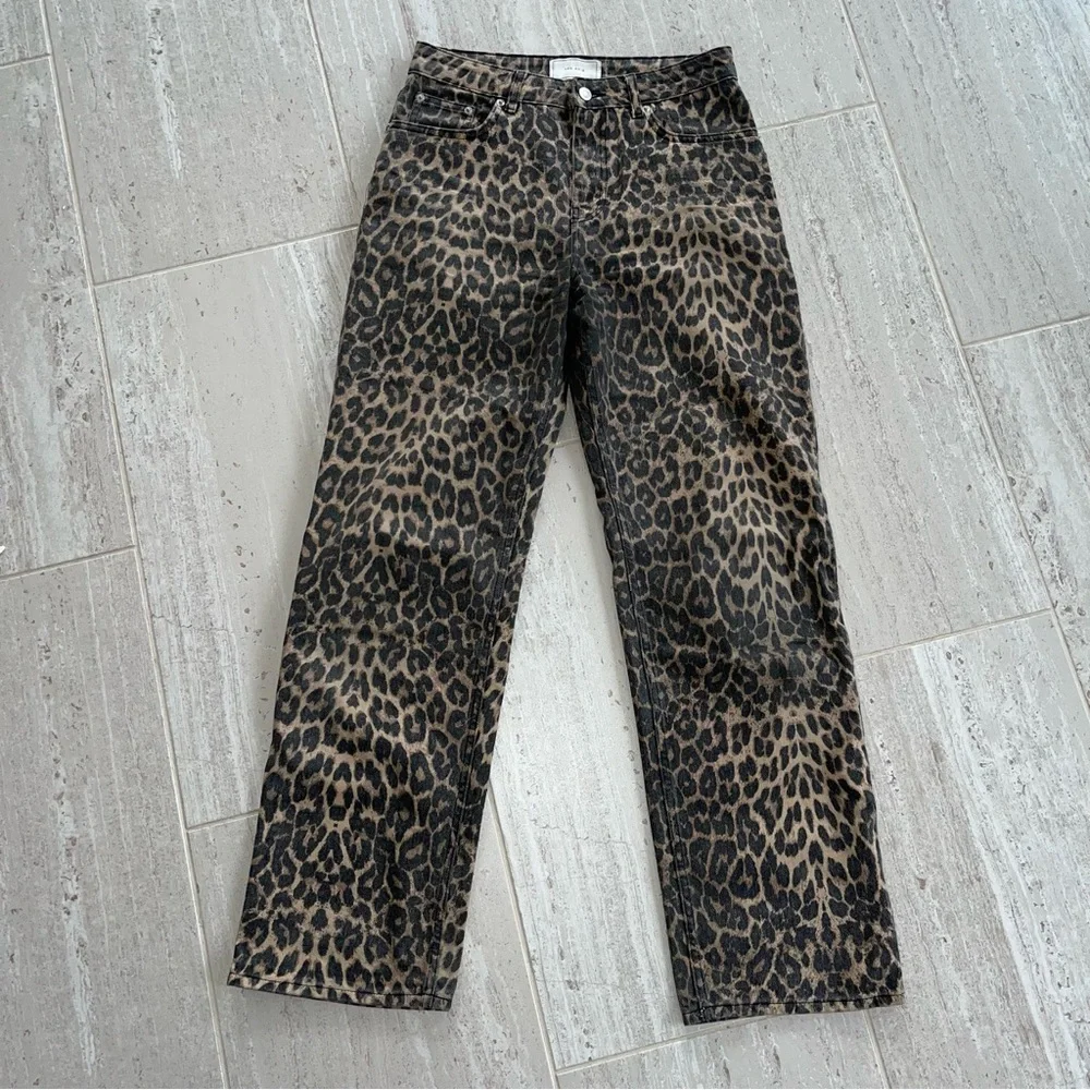 Leopard Print Straight Leg Jeans - Picture 1 of 6